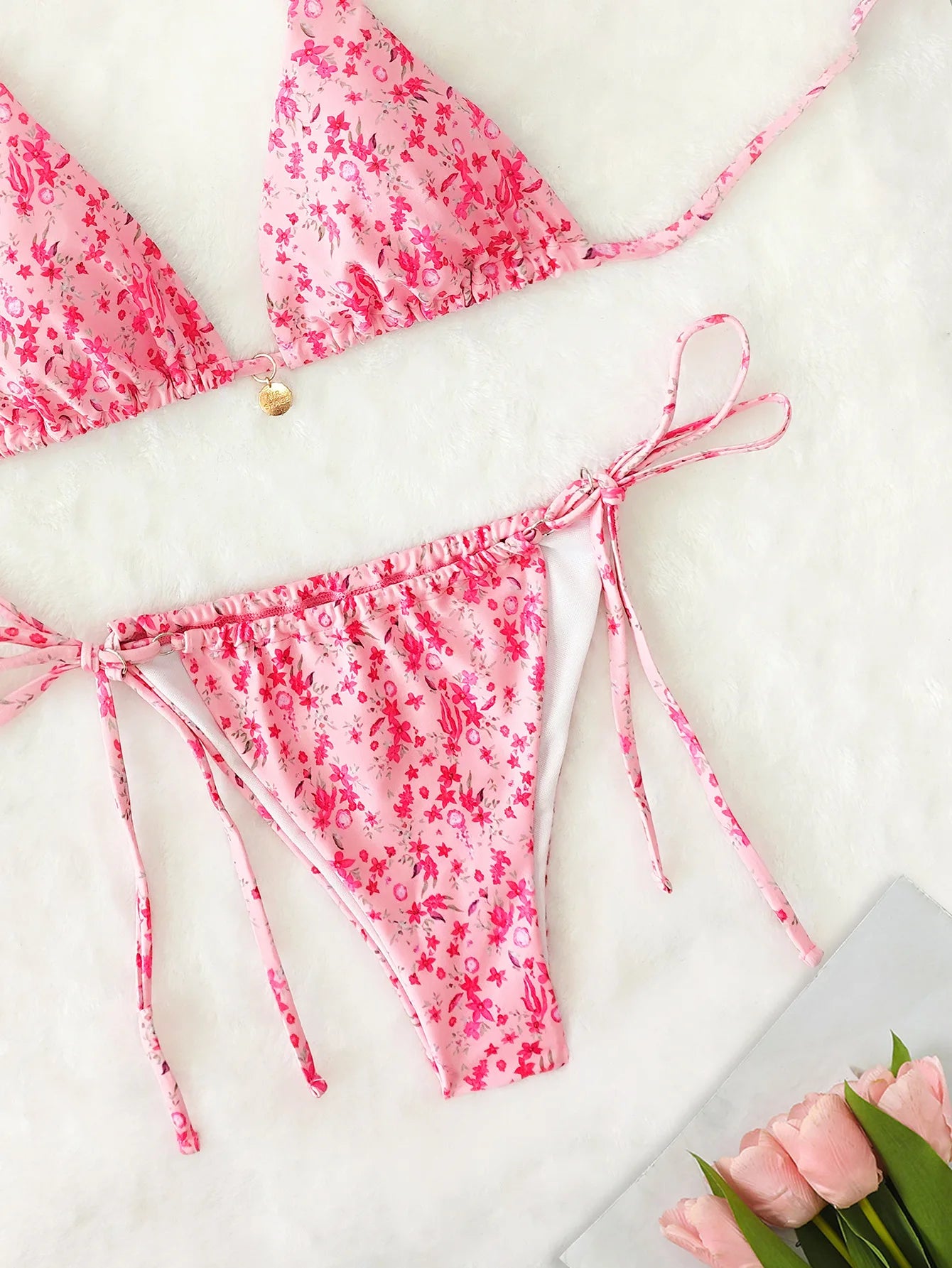 Nuovo Set Bikini Triangolo 2026 - Costume da Bagno Push-Up con Stampa Floreale e Slip Brasiliano
