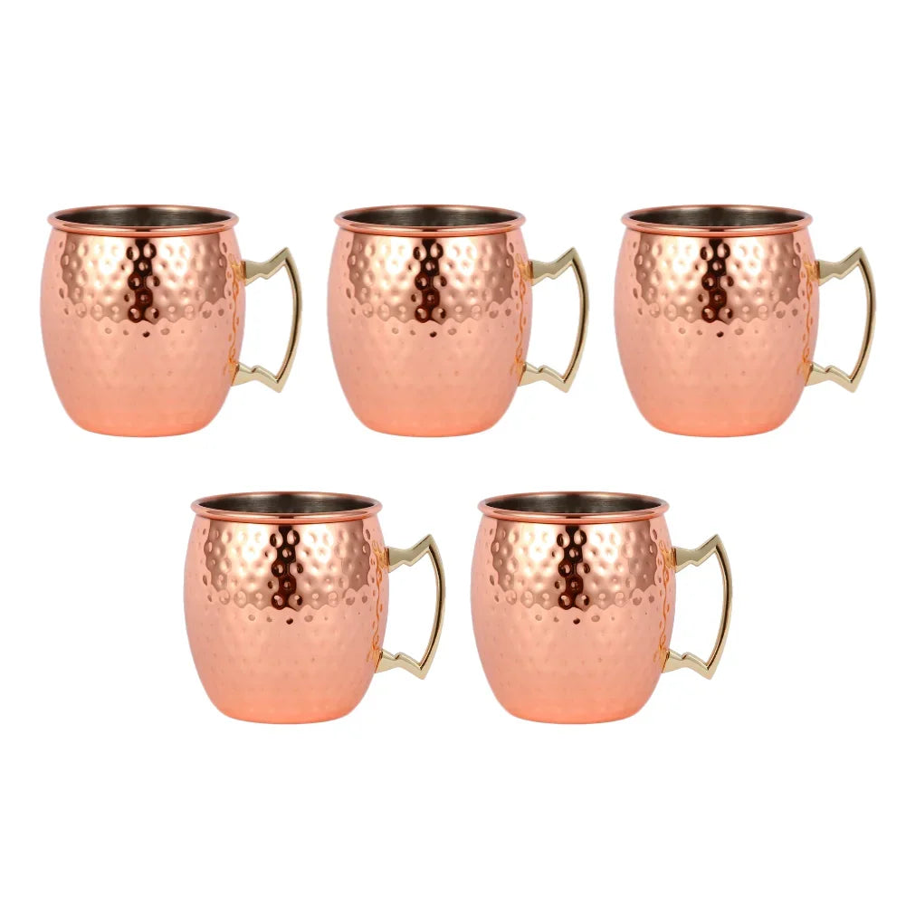1-6PCS Cocktail Wine Cup Moscow Mule Mugs acciaio inossidabile rame placcato succo tazza di birra tazze da caffè Bar Champagne Party Drinkware