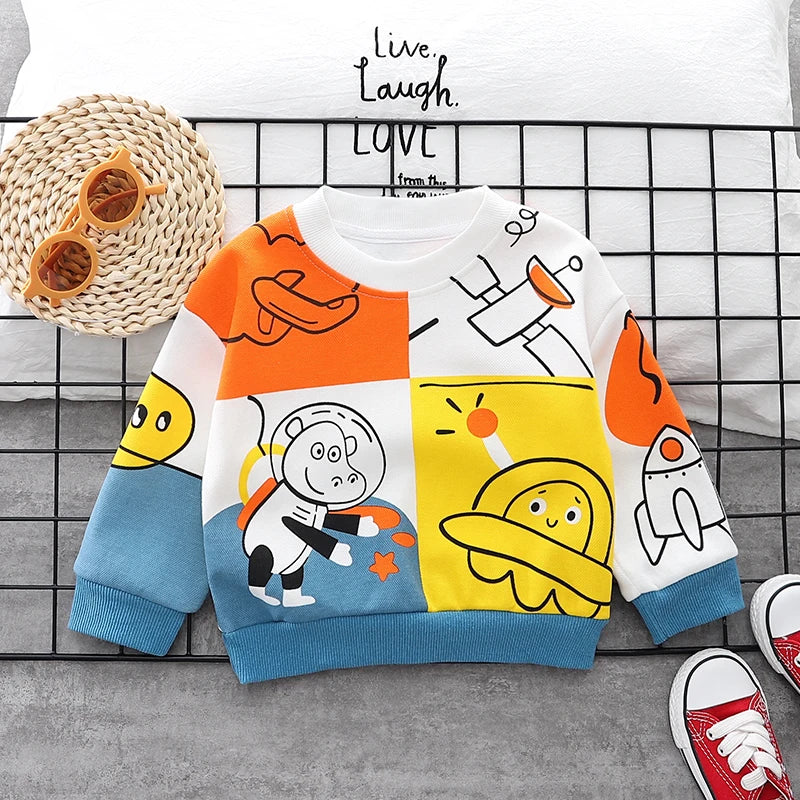 Nuova primavera autunno neonate ragazza cartone animato cotone stampa felpe con cappuccio bambini bambini t-shirt casual abbigliamento sportivo abbigliamento infantile 0-5 anni