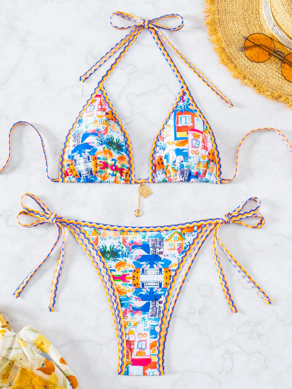 Nuovo Set Bikini Triangolo 2026 - Costume da Bagno Push-Up con Stampa Floreale e Slip Brasiliano