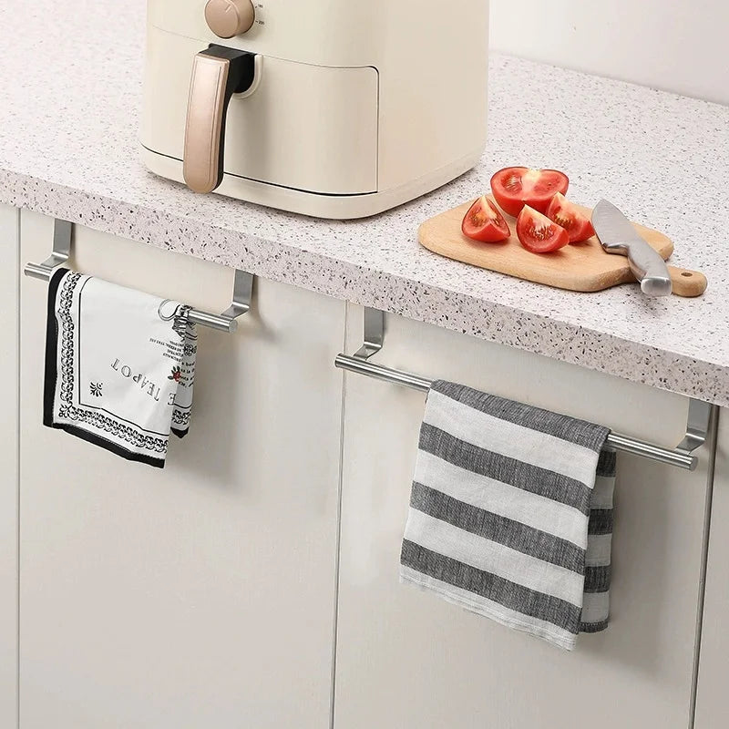 Portasciugamani sopra la porta Portasciugamani in acciaio inossidabile Organizzatore di stoccaggio Porta dell'armadio da cucina per bagno Portasciugamani sospeso