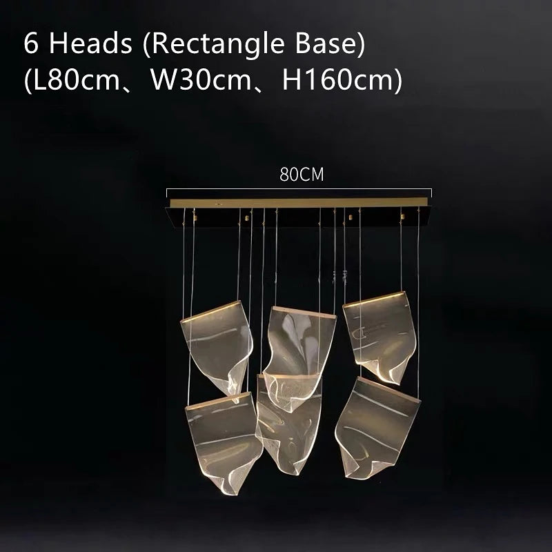 Modern Light Luxury Light Guide LED Long Strip Chandelier Living Room Dining Room Whole House Complete Set Lighting Duplex Rotat