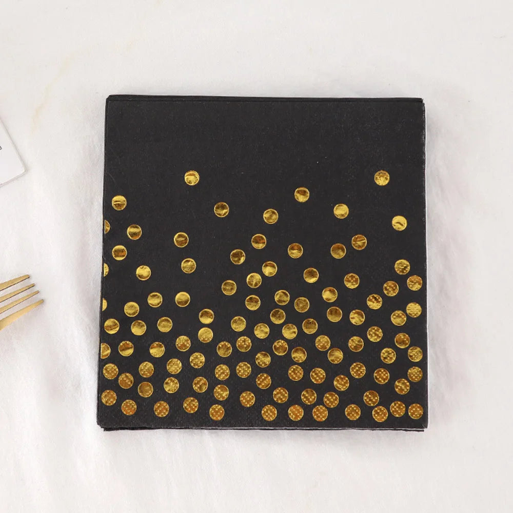 Set di stoviglie usa e getta per compleanno in oro nero, piatti di carta, tazze, tovaglioli, tovaglie, decorazione per feste di buon compleanno per adulti, matrimonio