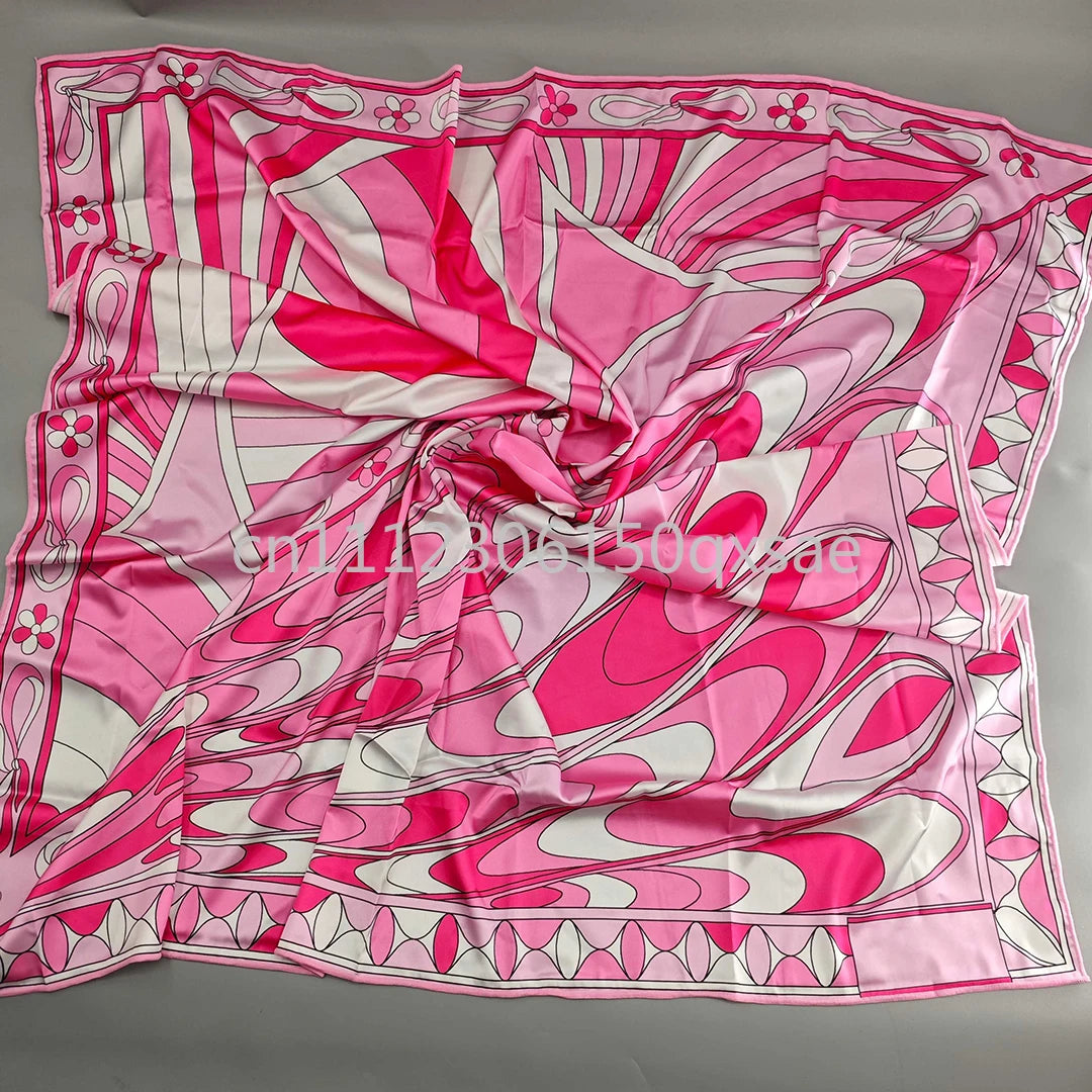 Costumi da bagno da donna rosa con foulard e logo a lettere, set bikini con foulard e fascia per capelli, abbigliamento da spiaggia