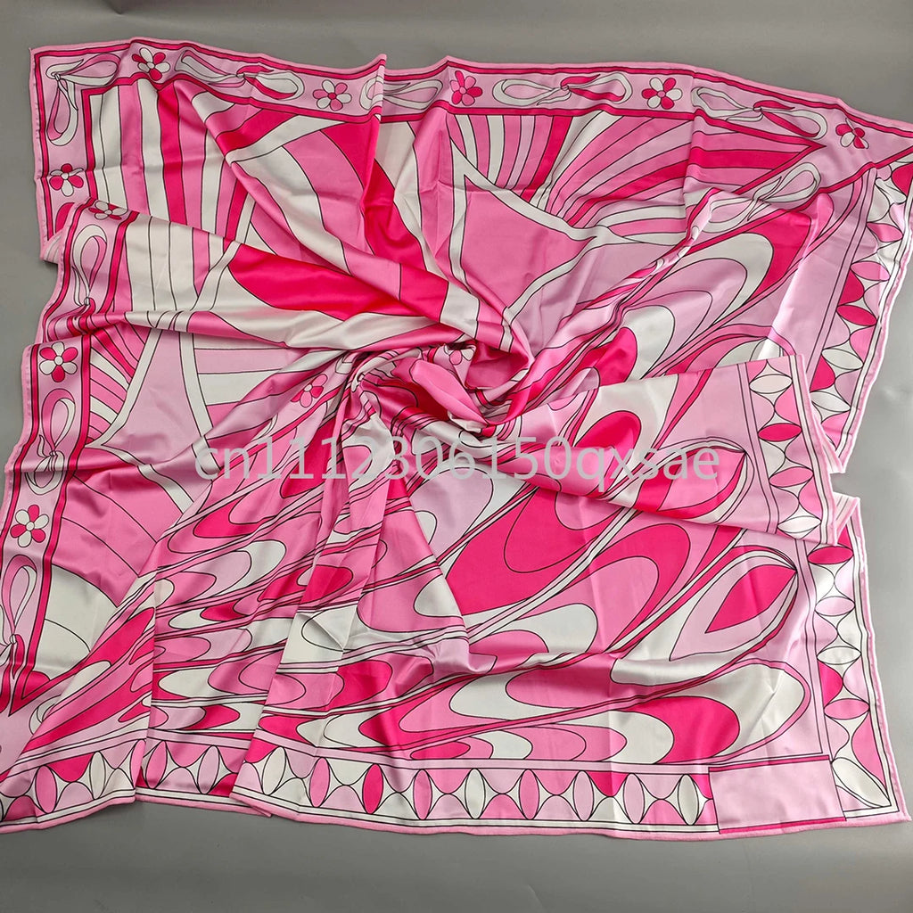 Costumi da bagno da donna rosa con foulard e logo a lettere, set bikini con foulard e fascia per capelli, abbigliamento da spiaggia