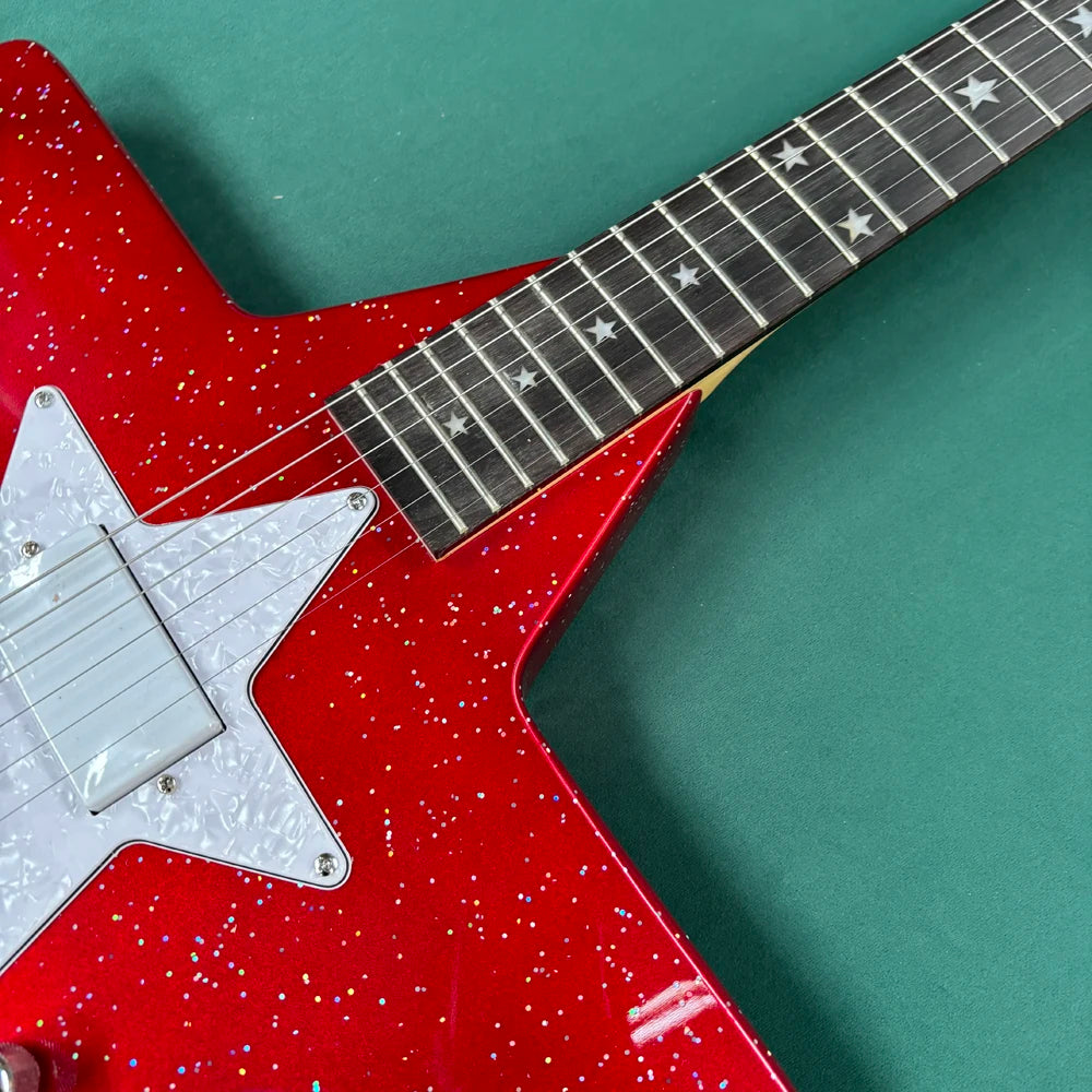 Chitarra elettrica Star con hardware di alta qualità, manico confortevole, tono bilanciato, tasti scorrevoli, accordatura stabile.
