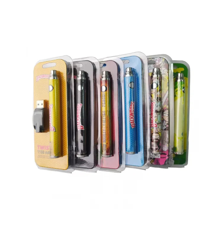 All'ingrosso Backwoods Twist 1100mAh Batteria di preriscaldamento Vape Pen 3.3V-4.8V VV Tensione regolabile con caricatore USB E Cigs Mod