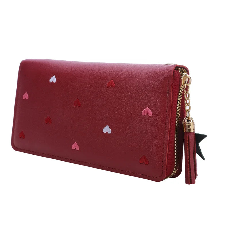 Portafogli lunghi da donna Portafogli di lusso con cuore d'amore per porta carte da tasca per soldi da donna Portafogli femminili Pochette per telefono