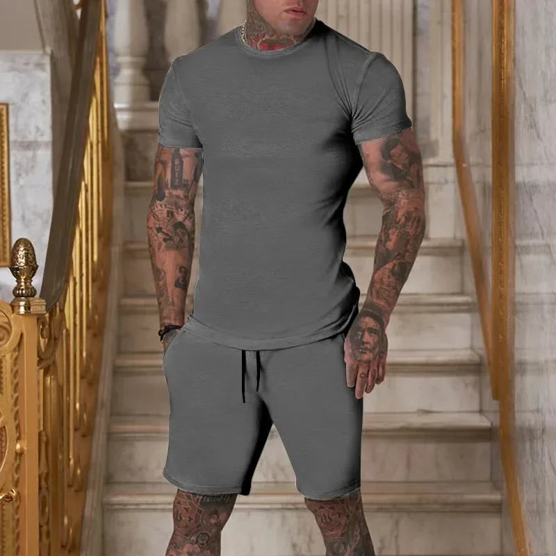 T-shirt e pantaloncini a maniche corte per abbigliamento sportivo traspirante da uomo nuovo estate 2025 set di abbigliamento popolare ad asciugatura rapida