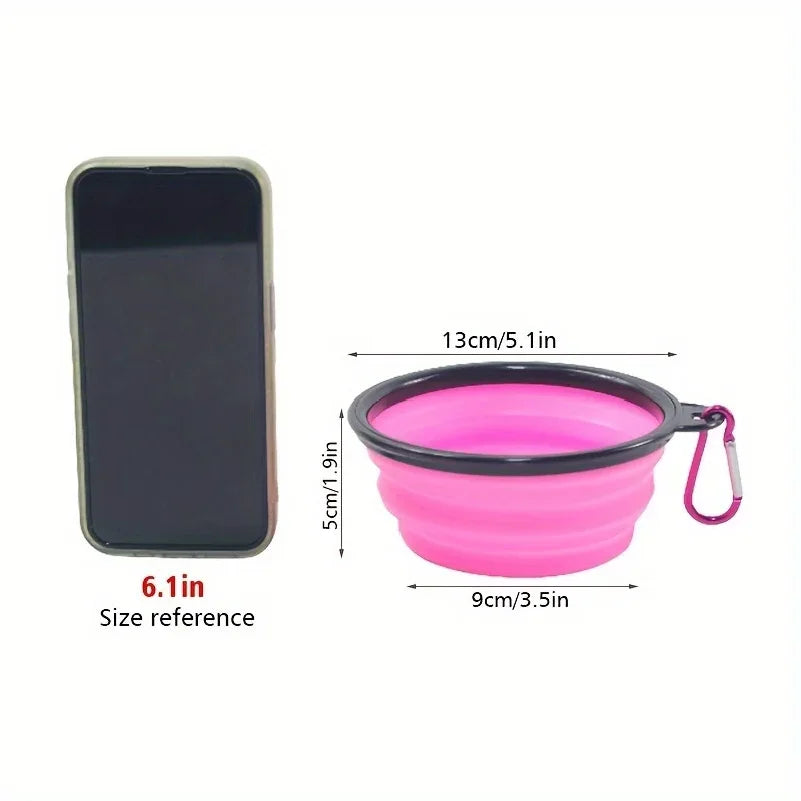 Ciotola Pieghevole per Cani, Ciotola da Viaggio Portatile per Cani, Ciotola per Cibo e Acqua per Passeggiate all'Aperto, Ciotola in Silicone per Cibo e Acqua per Cani con Bordo Antiscivolo