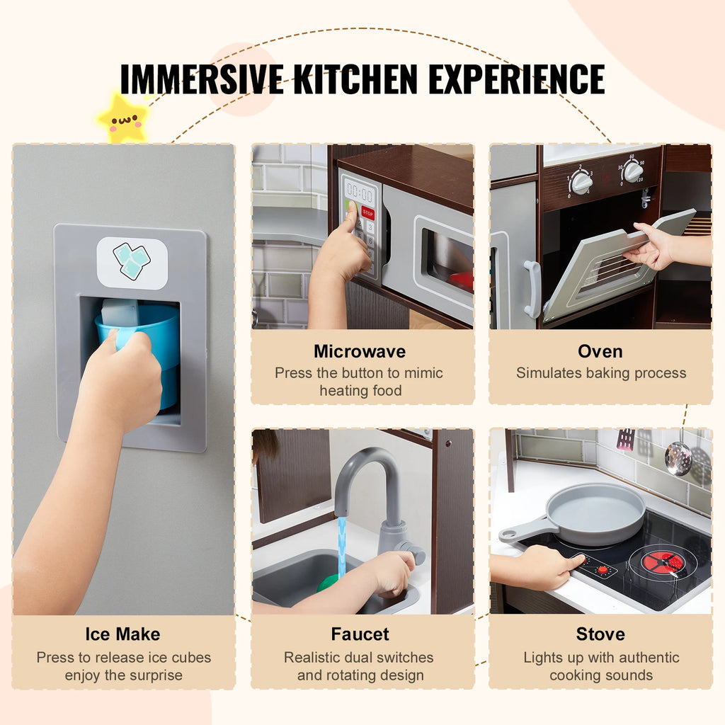 SucceBuy Play KitchenToys Set Accessori per utensili da cucina per bambini con macchina per il ghiaccio per giocattoli per bambini Regali di compleanno per ragazze in età prescolare