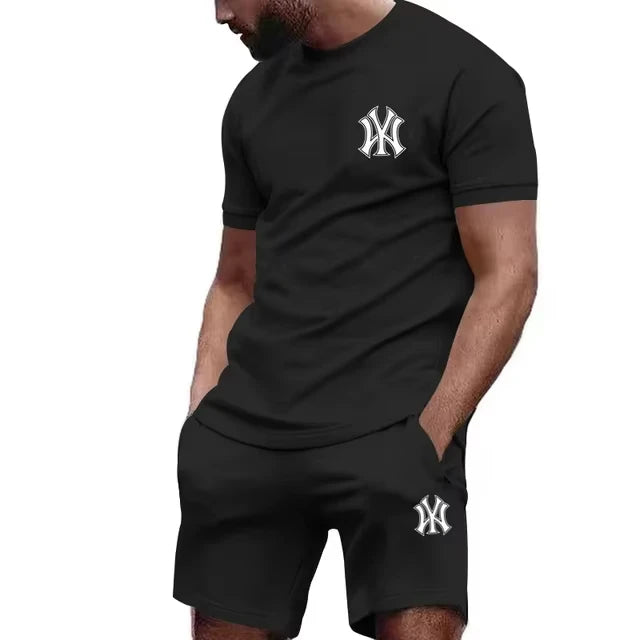 Nuovo set sportivo da uomo 2026 di tendenza: T-shirt a maniche corte e pantaloni per corsa e fitness, ideale per l'estate