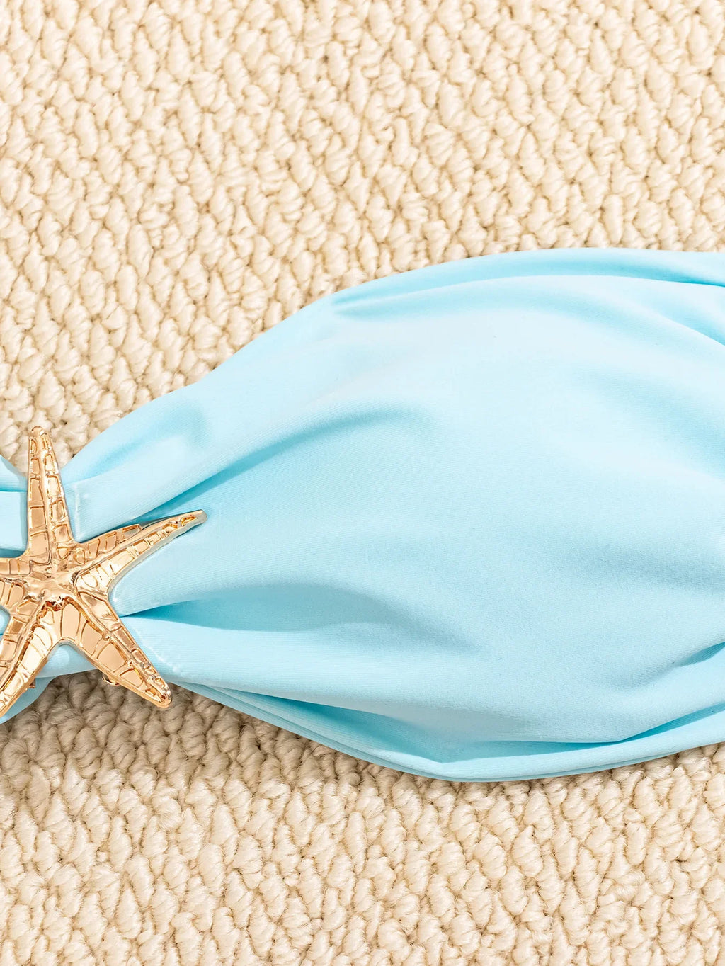Costume da bagno sexy a fascia 2026 da donna, blu cielo con ornamento a stella marina, push-up, perizoma brasiliano, micro bikini da spiaggia