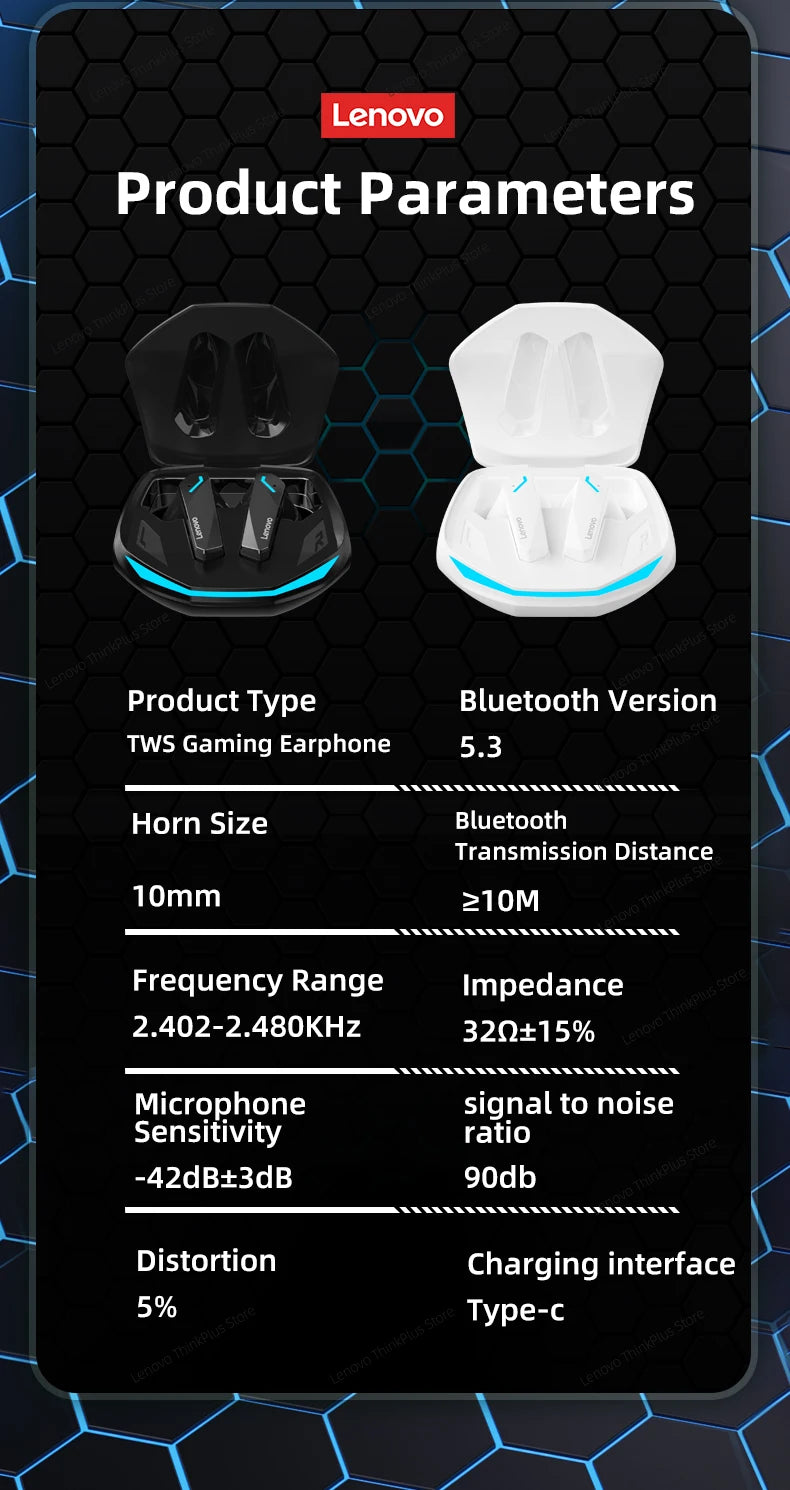 100% originale Lenovo GM2 Pro Bluetooth V5.3 TWS Auricolari wireless Stereo Sport Auricolari Gioco Musica Dual Mode Auricolare a bassa latenza