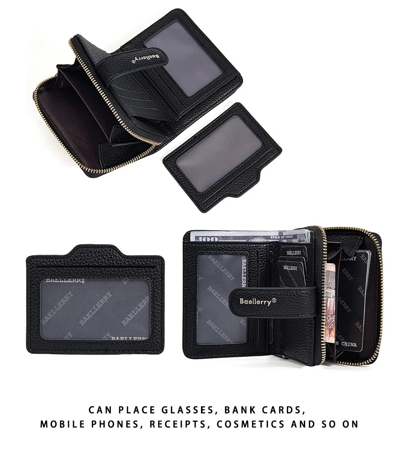 Portafoglio da Donna Baellerry Elegante con Chiusura a Zip, Multifunzionale con Protezione RFID, 6 Scomparti per Carte e Tasca per Monete, Regalo Minimalista