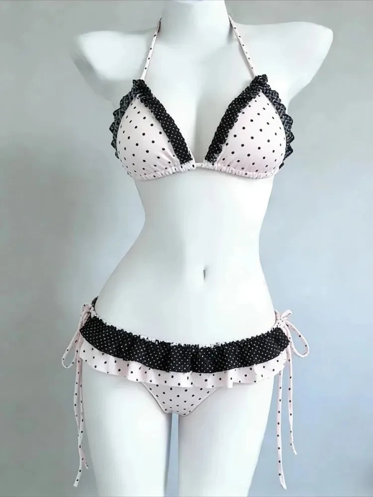 Set Bikini a 4 Pezzi con Vita Alta Fairy Sweet per Donne 2026 - Costume da Bagno Trendy Stampato Chic per Vacanze al Mare Festa Estiva alla Moda