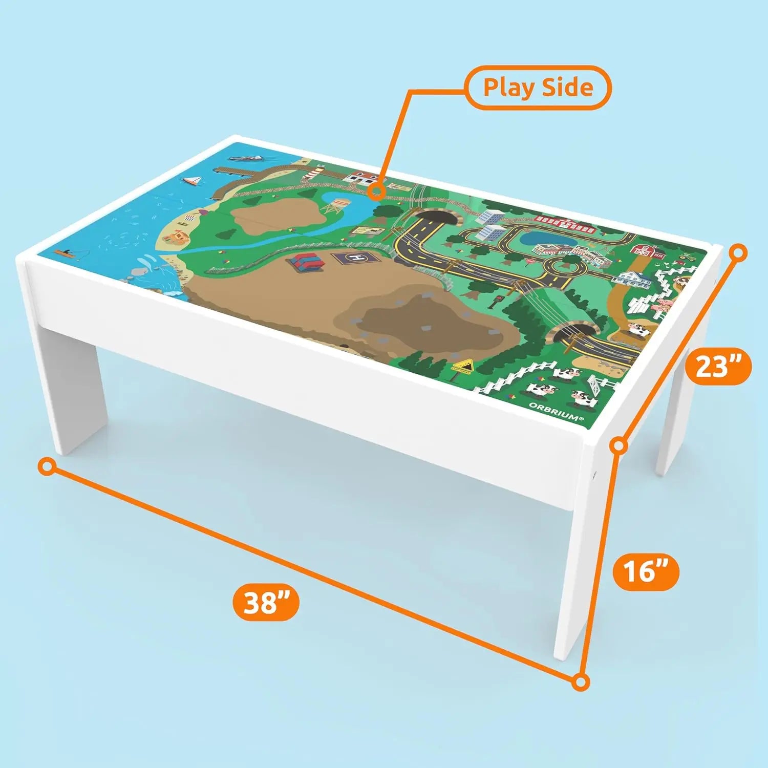 Tavolo da treno Set di treni e tavolo da attività in legno 2 in 1 - Giocattolo STEM da 112 pezzi con piano reversibile per giochi e apprendimento, contenitore portaoggetti - Età