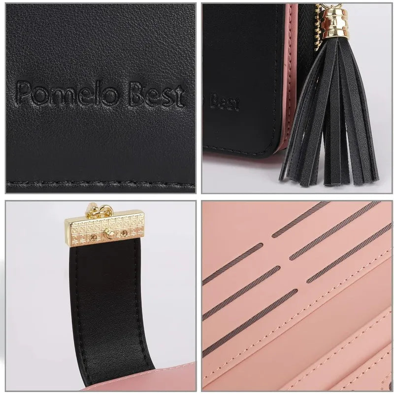 Pomelo Il miglior portafoglio da donna in tinta unita: cinturino da polso con pochette multi-carta in vera pelle con blocco RFID