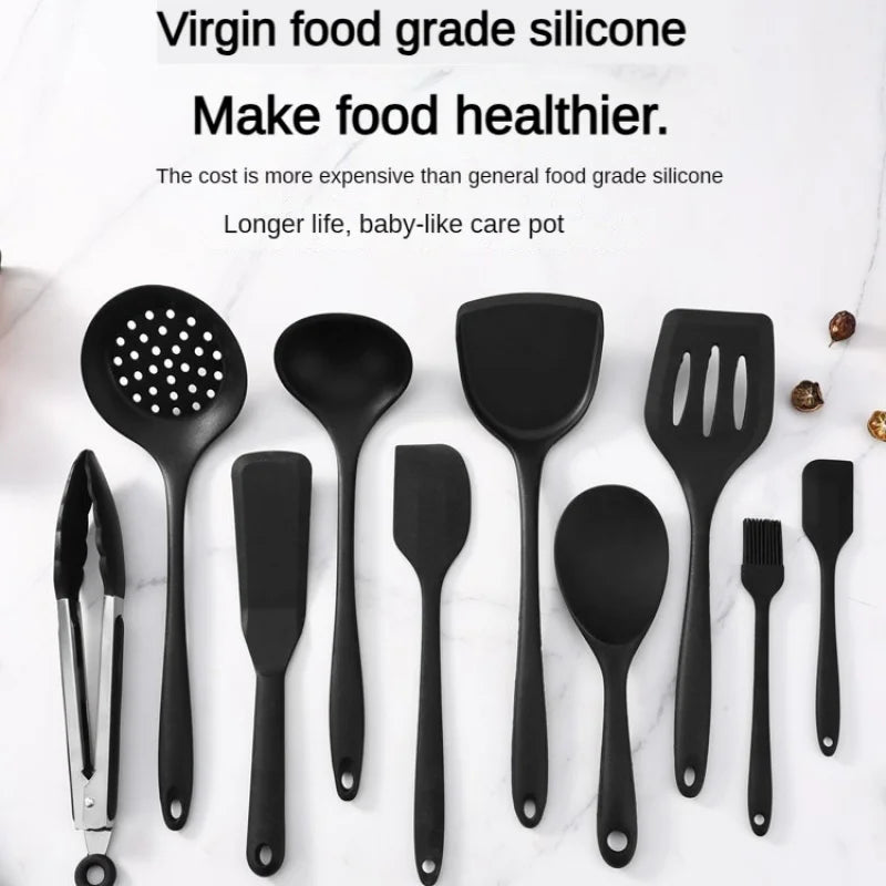 Set di utensili da cucina in silicone per uso alimentare da 1/10 pezzi, cucchiaio a fessura resistente al calore per pentole antiaderenti e pentole calde, colino multiuso