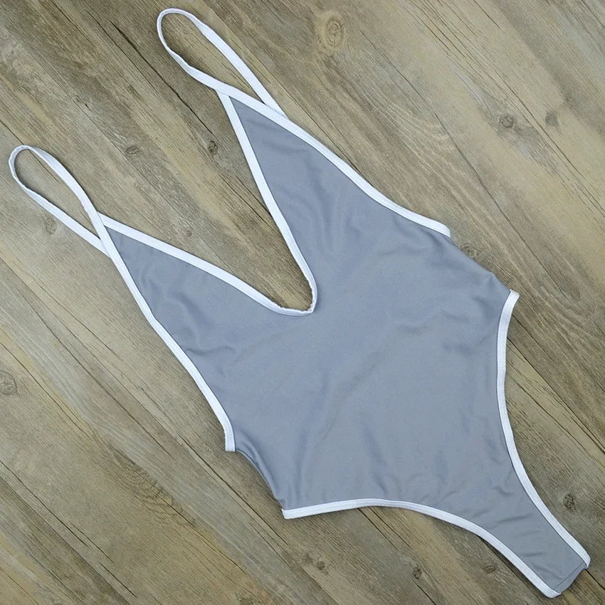 2025 Profondo scollo a V Perizoma Costumi da bagno Donna Costume intero Donna Trikini Taglio alto Monokini Backless Costume da bagno Costume da bagno