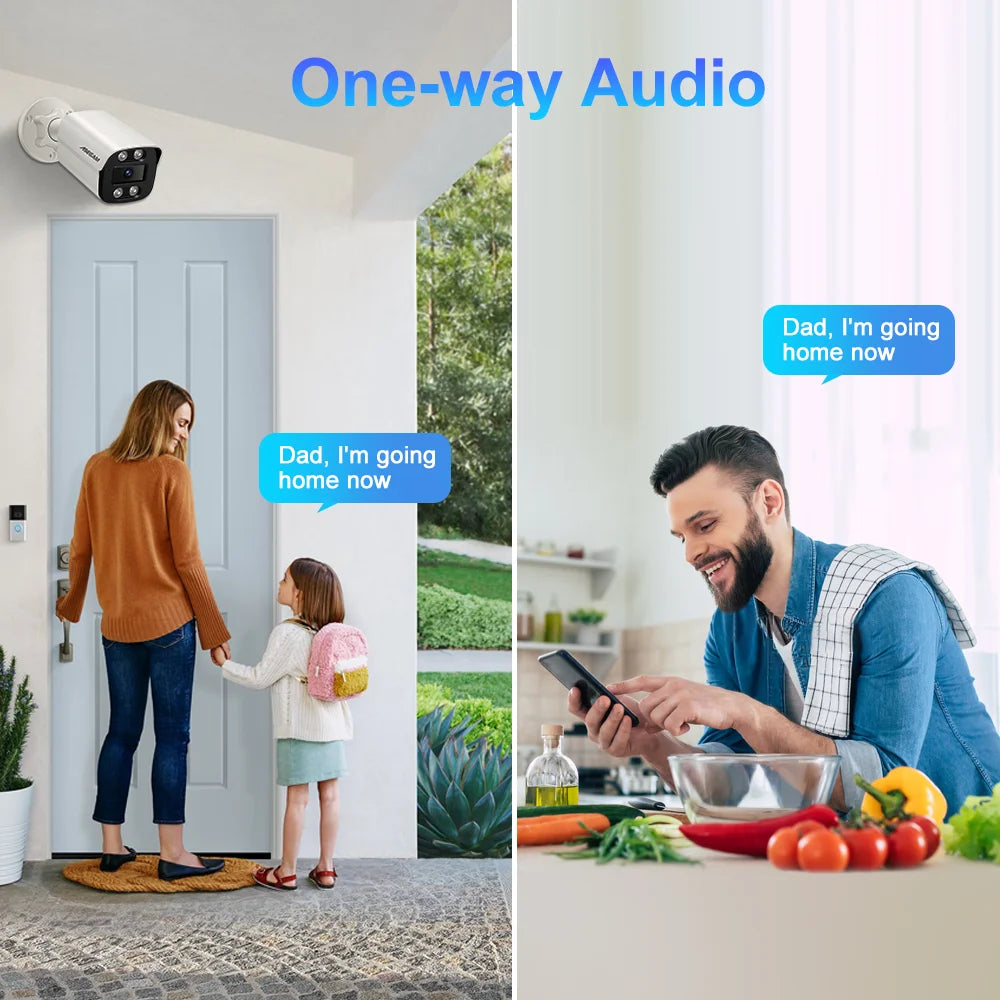 ASECAM 4K 8MP IP Camera Outdoor CCTV POE Audio H.265 Onvif AI Human Detection Color Light Alarm Security Surveillance Camera
