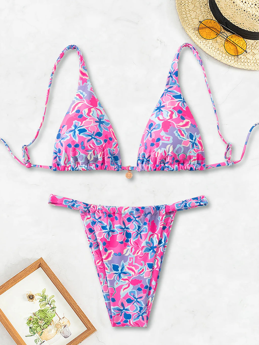 Nuovo Set Bikini Triangolo 2026 - Costume da Bagno Push-Up con Stampa Floreale e Slip Brasiliano