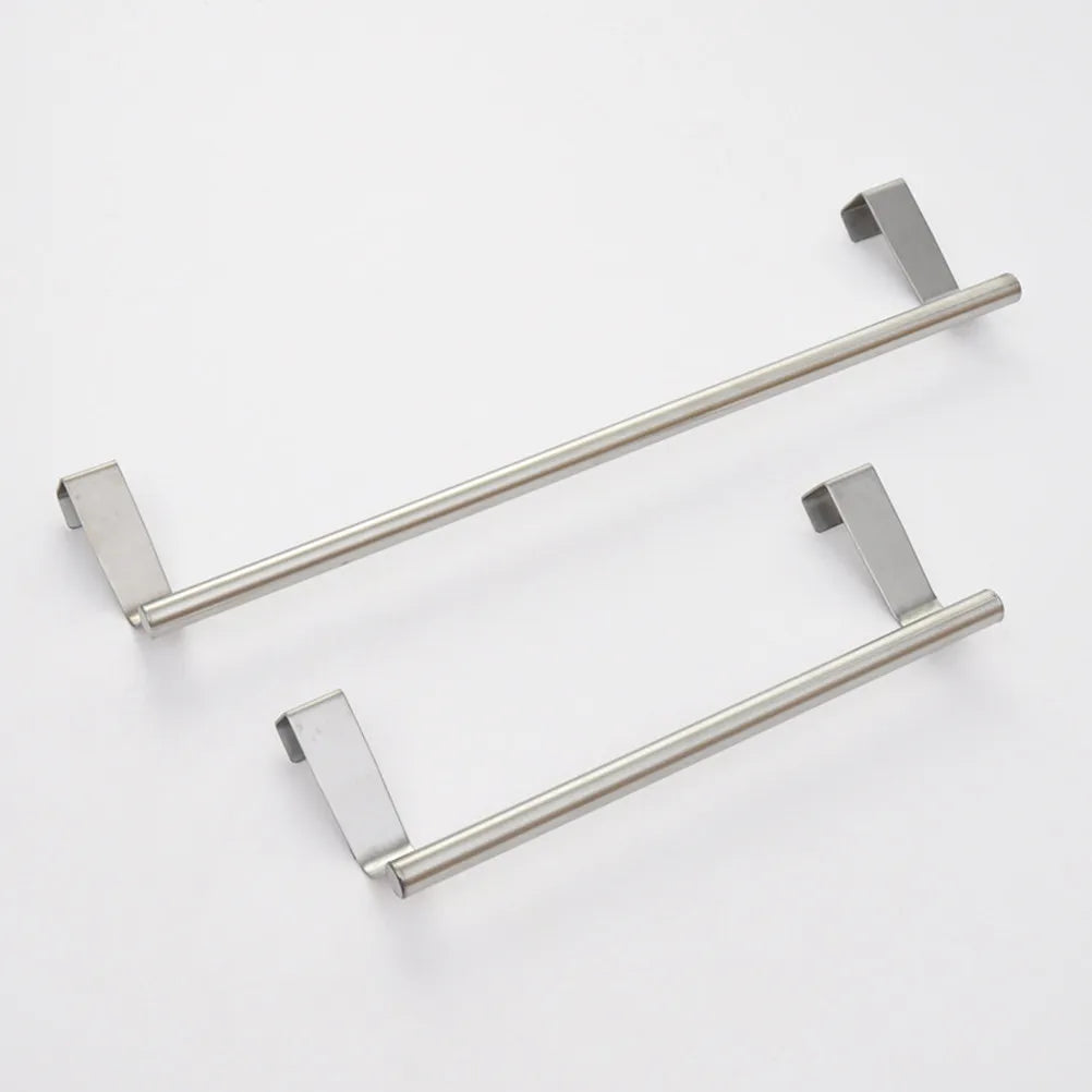 Stainless Steel Towel Hanger 1.9Cm Thick Over Door Cabinet Mount No Tools Kitchen Bathroom Dish Rack Storage Non-Absorbent
