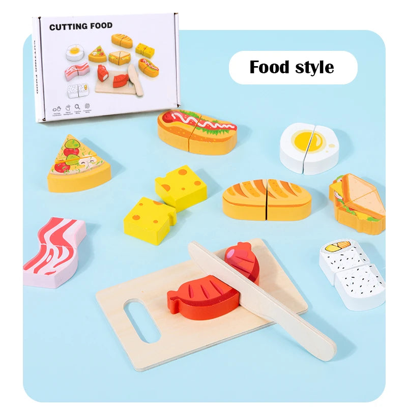 Set da cucina per bambini Simulazione in legno Taglio di frutta Verdura Giocattolo alimentare Fai finta di giocare Giocattoli educativi per bambini