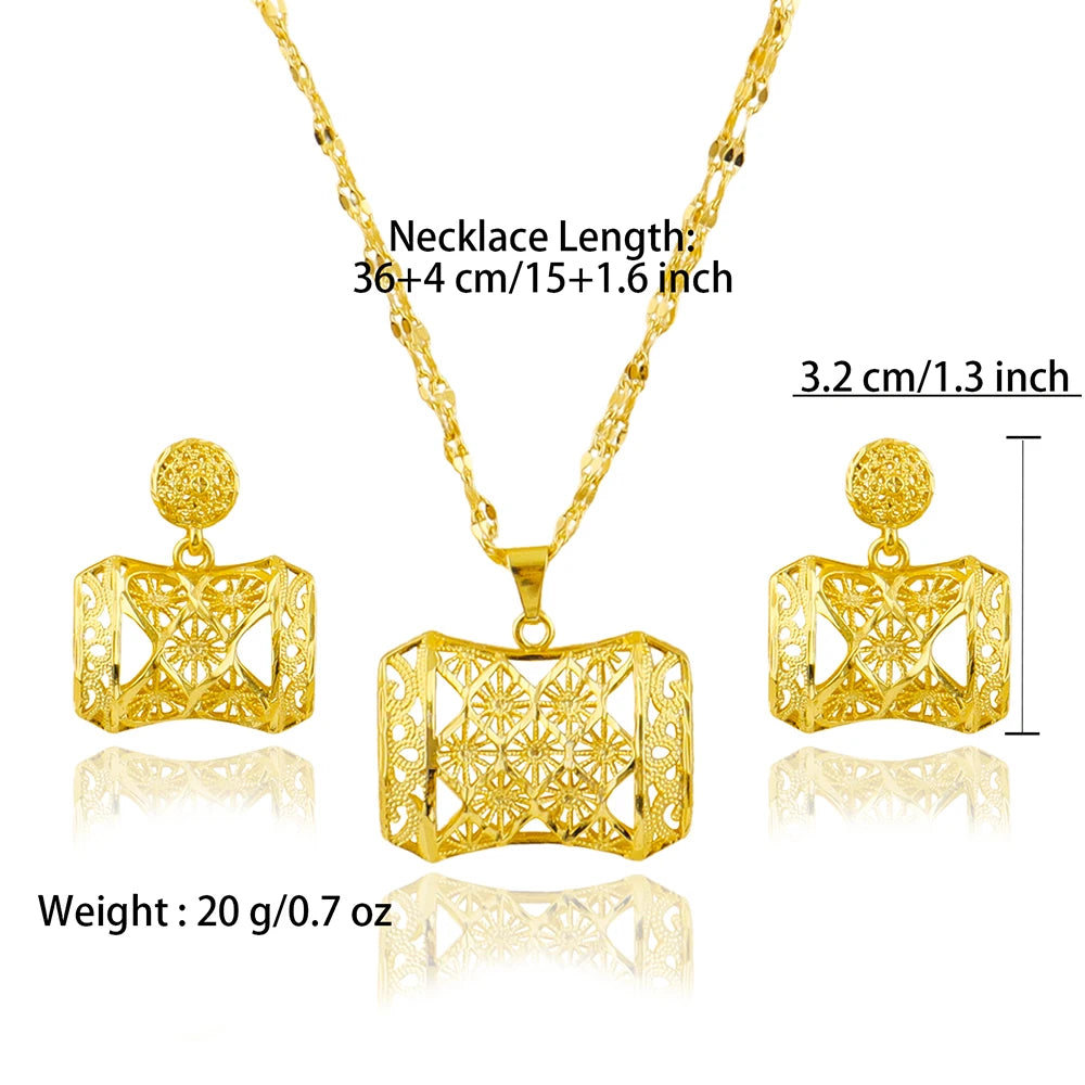 Dubai Gold Jewelry Set for Women Wedding Party Necklace Earrings Sets Indian Jewelry Set Free Shipping Bridal Costume Gifts