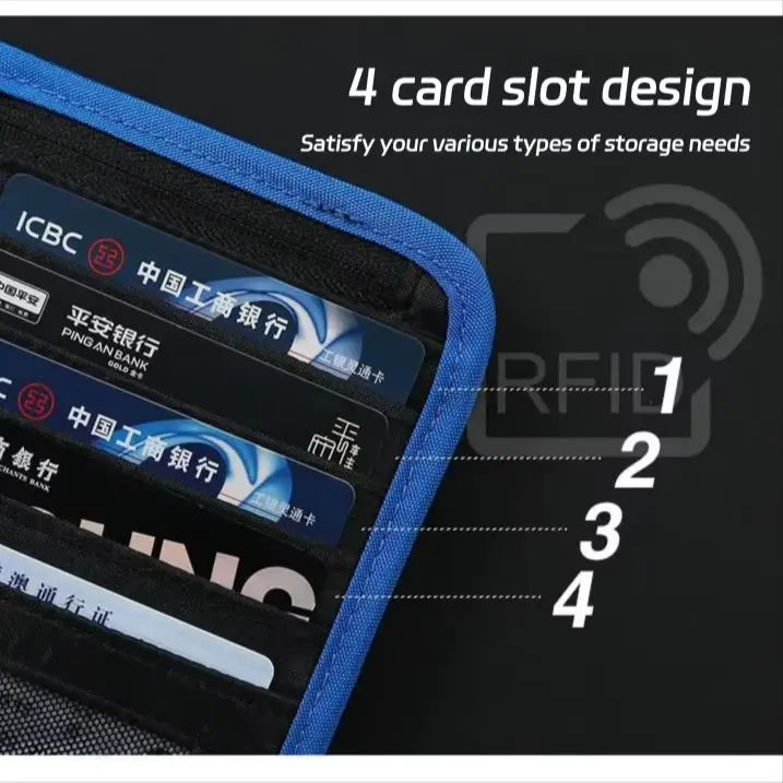 Portafoglio da viaggio RFID Porta passaporto Organizzatore di carte di credito Custodia con cerniera Organizzatore di documenti Accessori da viaggio antifurto