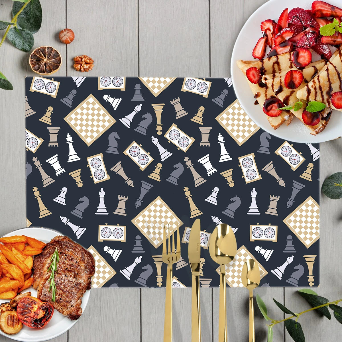 Chess Player Game Print Table Mats for Dining Checkmate Chess Fans Coffee Coaster Kitchen Dish Pads tovaglietta impermeabile in lino