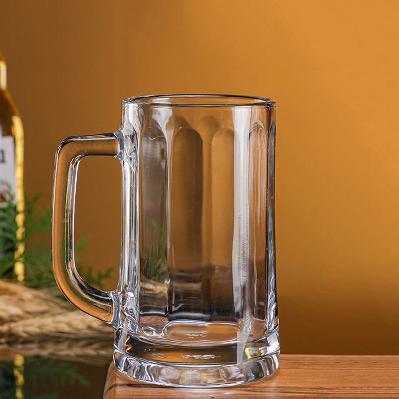Bicchiere da birra a fondo spesso da 400 ml/600 ml Bicchiere da birra per uso domestico di grande capacità con manico Bicchieri Bicchiere da vino estero vintage