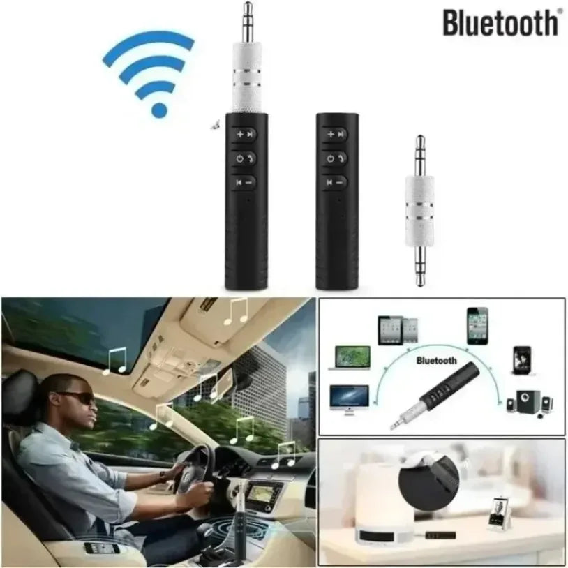 Ricevitore Bluetooth 5.0 per Auto con Jack AUX 3.5mm, Kit Audio Stereo, Trasmettitore per Altoparlanti, Adattatore Wireless con Microfono