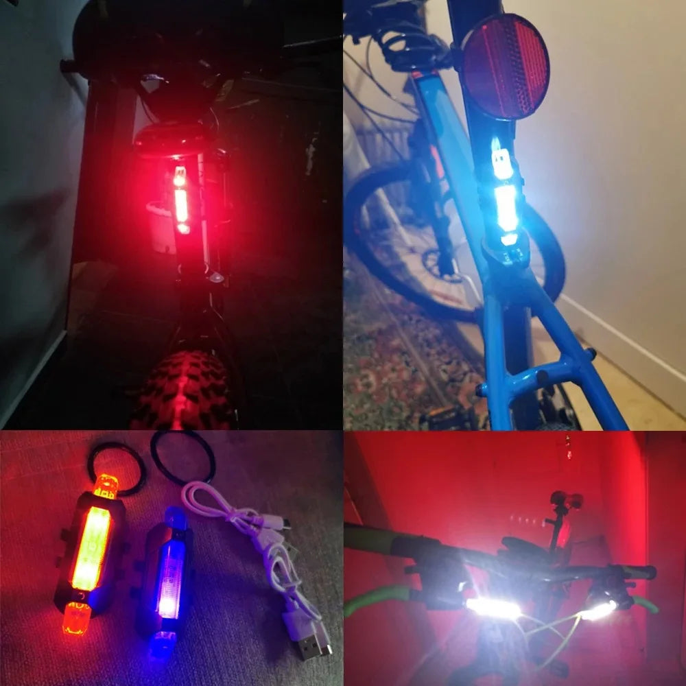 Fanale posteriore per bicicletta USB ricaricabile per mountain bike Luce posteriore per bici impermeabile Lanterna di avvertimento Lampada per bici