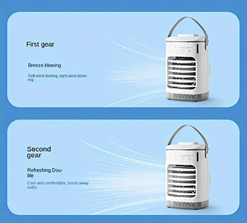 Mini condizionatore d'aria portatile con ventola di raffreddamento a 4 velocità, umidificatore e telecomando - Alimentato tramite USB, adatto per casa e ufficio