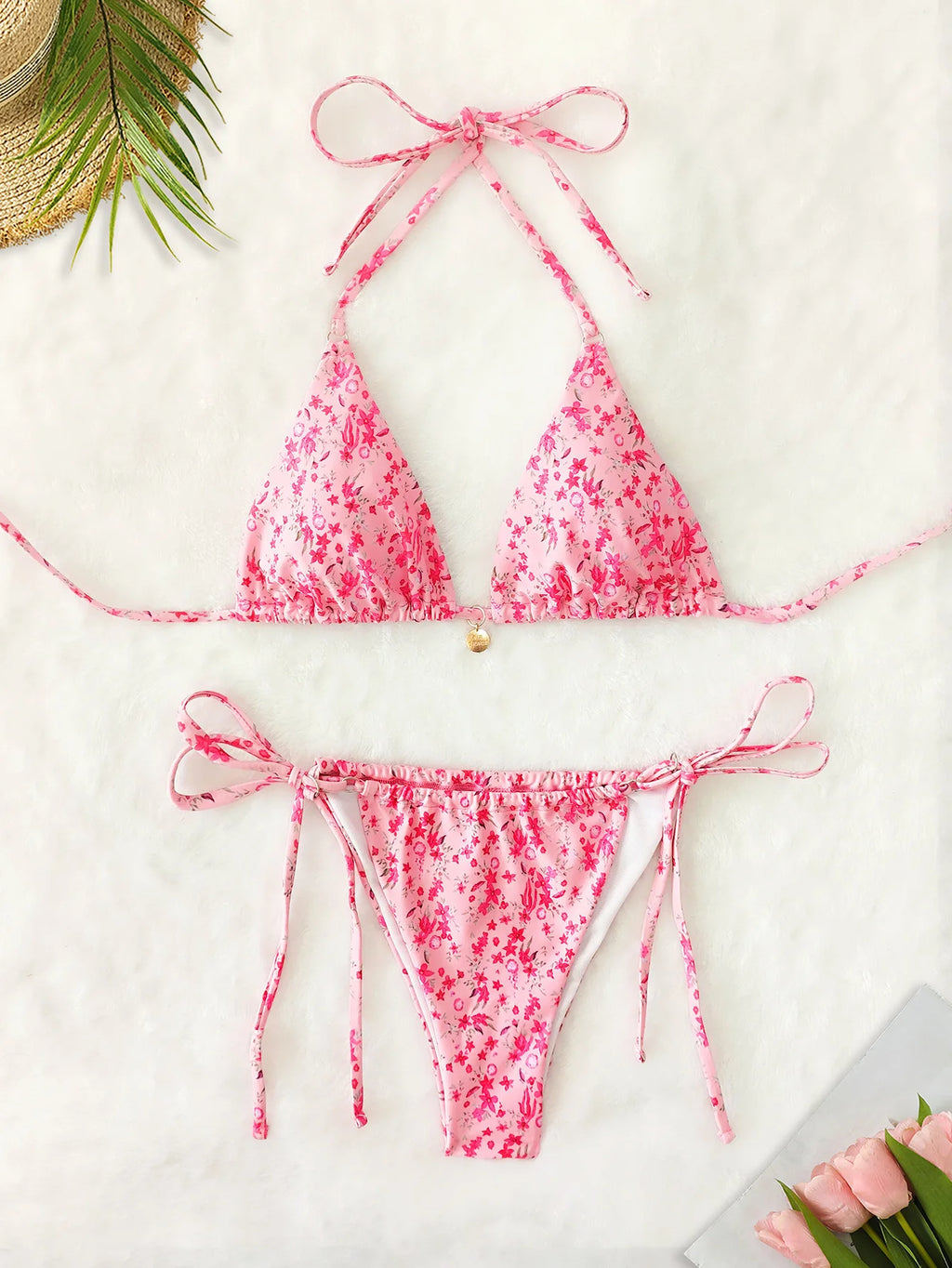 Nuovo Set Bikini Triangolo 2026 - Costume da Bagno Push-Up con Stampa Floreale e Slip Brasiliano
