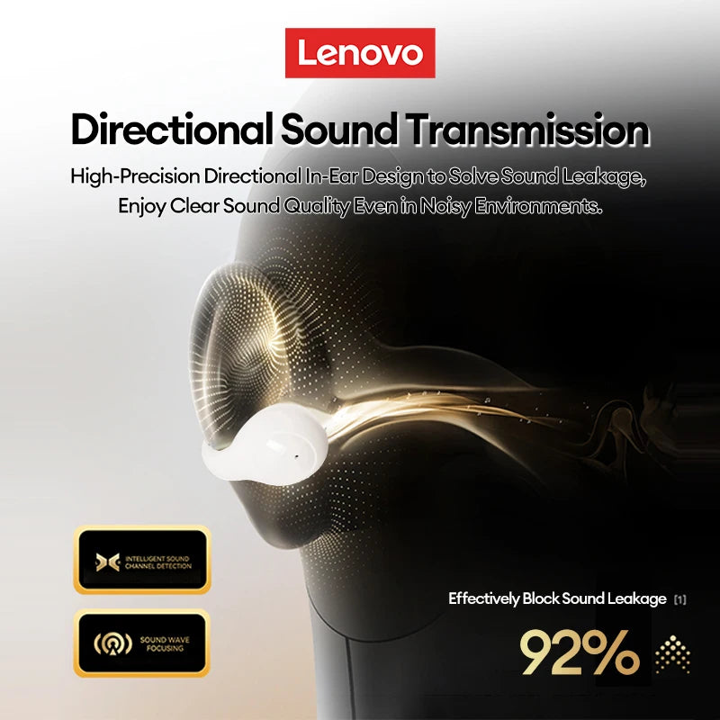 Nuove cuffie Bluetooth wireless Lenovo LP25 OWS con clip per l'orecchio, cuffie da gioco a lunga durata della batteria, auricolari con audio surround HIFI e microfono
