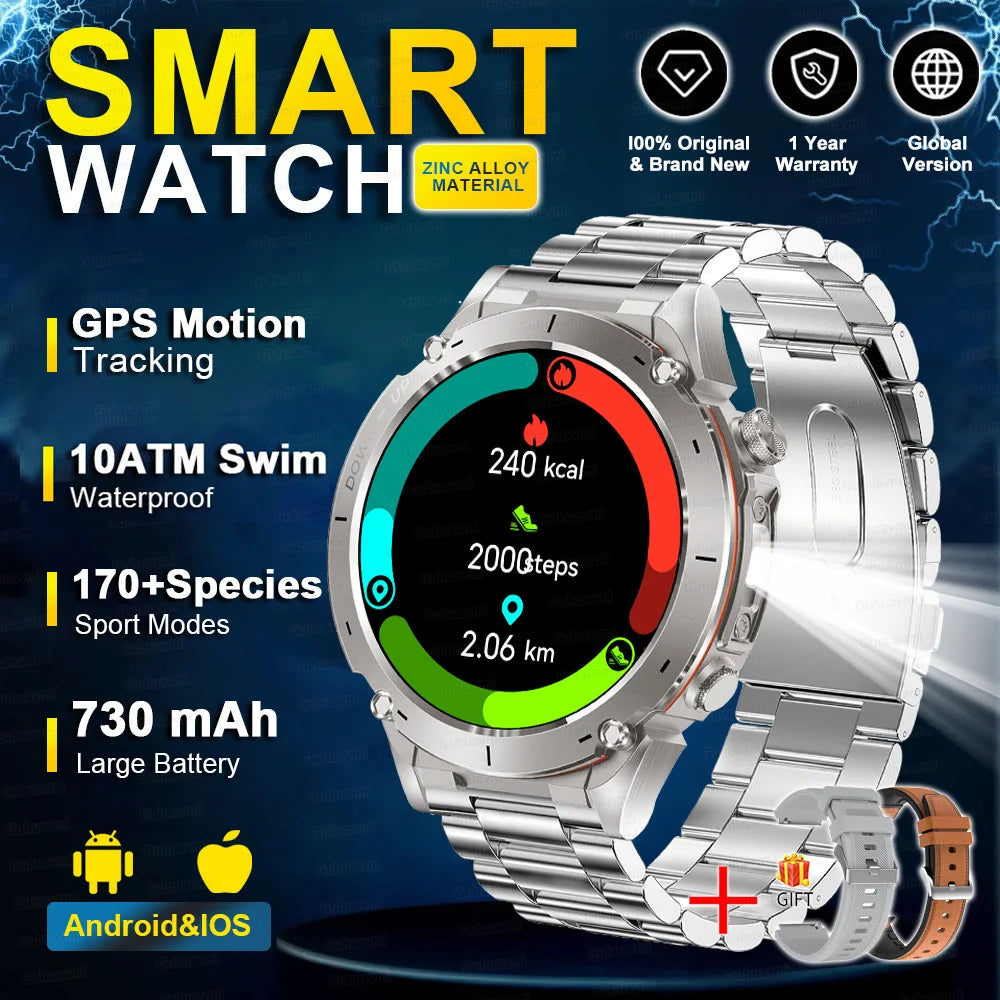 2025 Nuovo originale Stratos 4 GPS Smartwatch 1.43 "AMOLED HD Schermo Bussola Altimetro barometrico Torcia Chiamate vocali SmartWatch