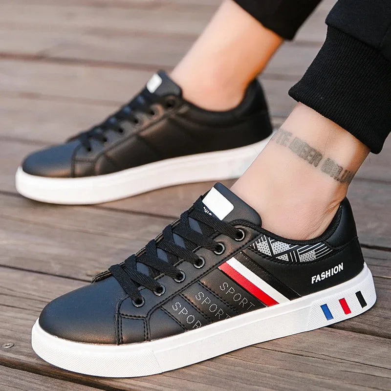 Sneakers casual da uomo, scarpe sportive comode e alla moda, mocassini da uomo di grandi dimensioni, sneakers vulcanizzate bianche piatte 46