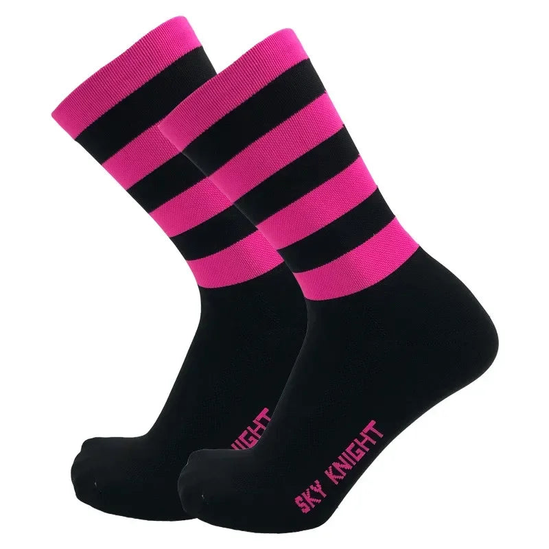 New stripe Dot Cycling Socks Top Quality Professional Brand Sport Socks Breathable Bicycle Sock Outdoor Racing Running Socks