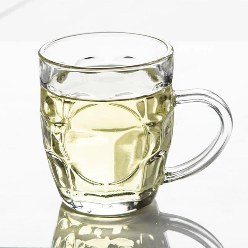 Tazze da birra da 260 ml Tazza di vetro per bar Ristorante domestico Bicchieri creativi Bere con manico Bicchiere da whisky Tazza di succo trasparente