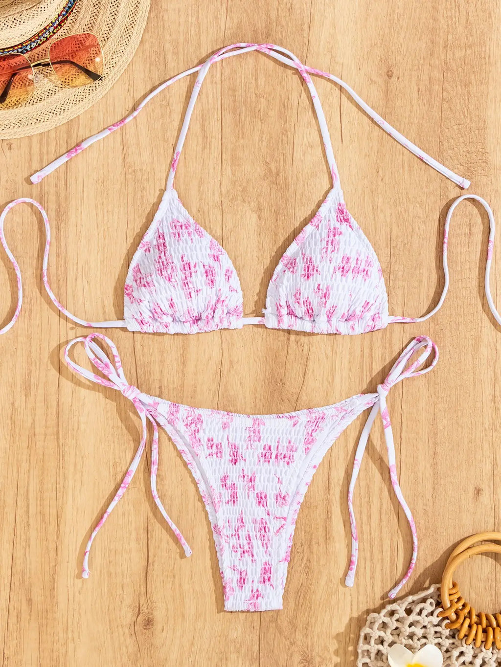 Nuovo Set Bikini Triangolo 2026 - Costume da Bagno Push-Up con Stampa Floreale e Slip Brasiliano