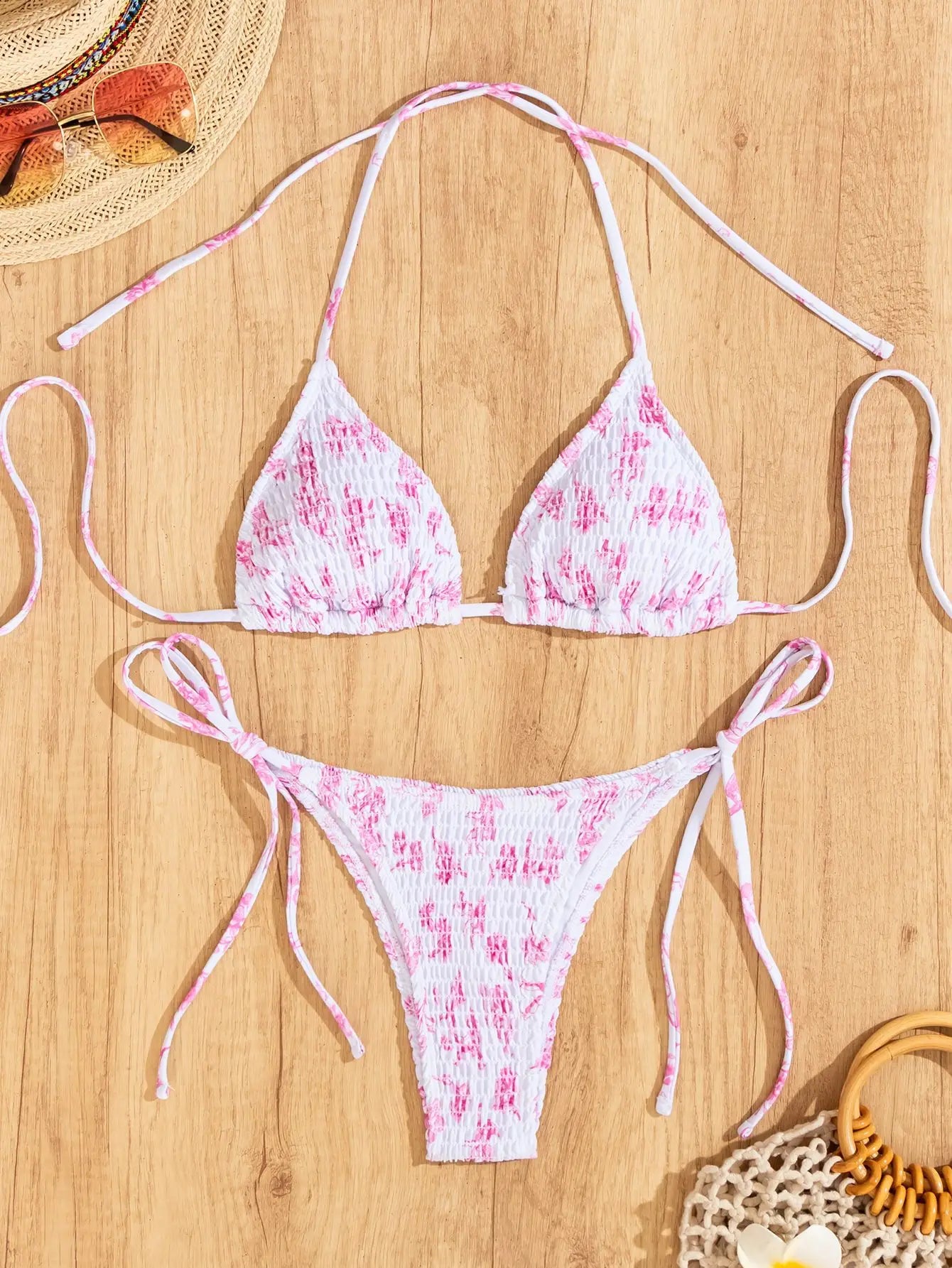 Nuovo Set Bikini Triangolo 2026 - Costume da Bagno Push-Up con Stampa Floreale e Slip Brasiliano