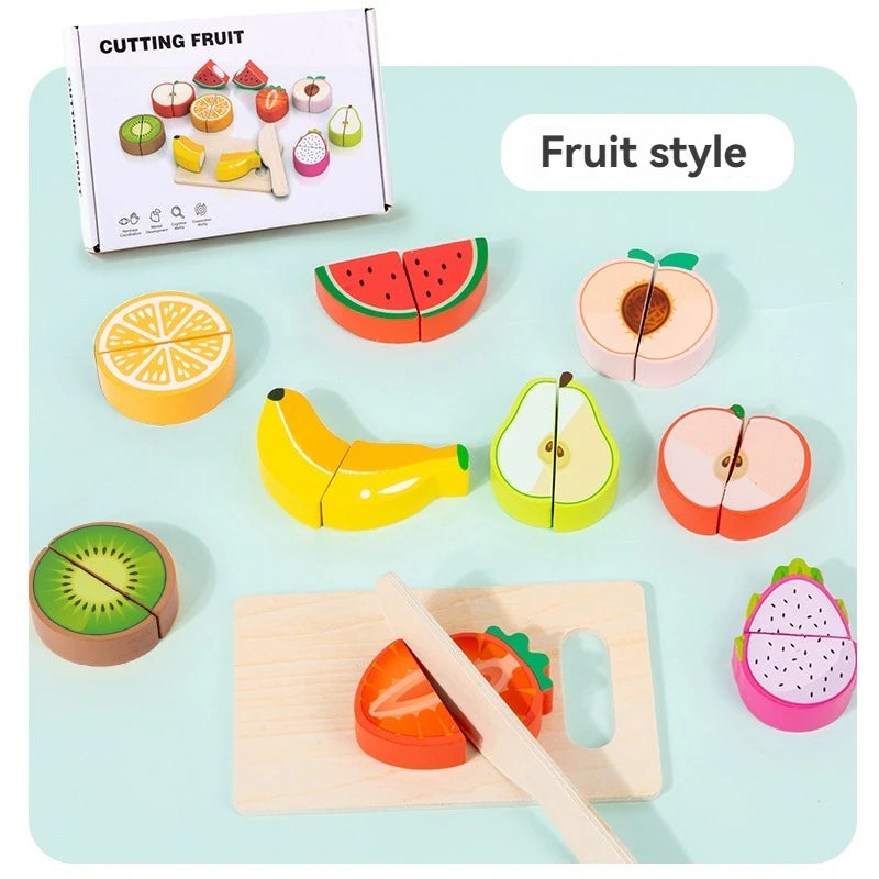 Set da cucina per bambini Simulazione in legno Taglio di frutta Verdura Giocattolo alimentare Fai finta di giocare Giocattoli educativi per bambini