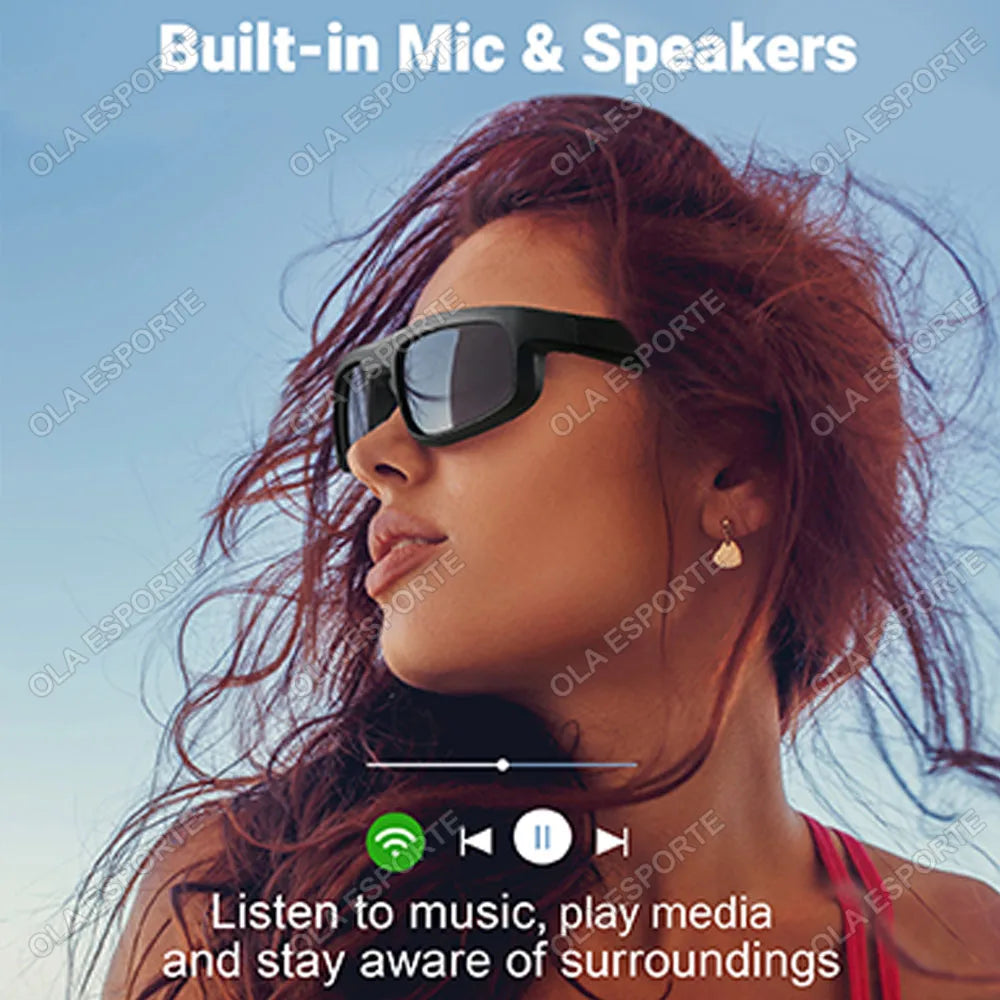Cuffie per occhiali Bluetooth senza fili Cuffie per occhiali da sole fotocromatici a conduzione ossea Auricolari per sport all'aria aperta Cuffie per occhiali UV400