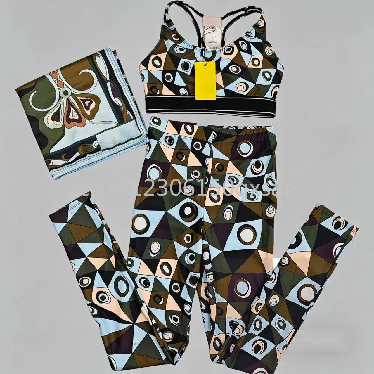 Costumi da bagno da donna rosa con foulard e logo a lettere, set bikini con foulard e fascia per capelli, abbigliamento da spiaggia
