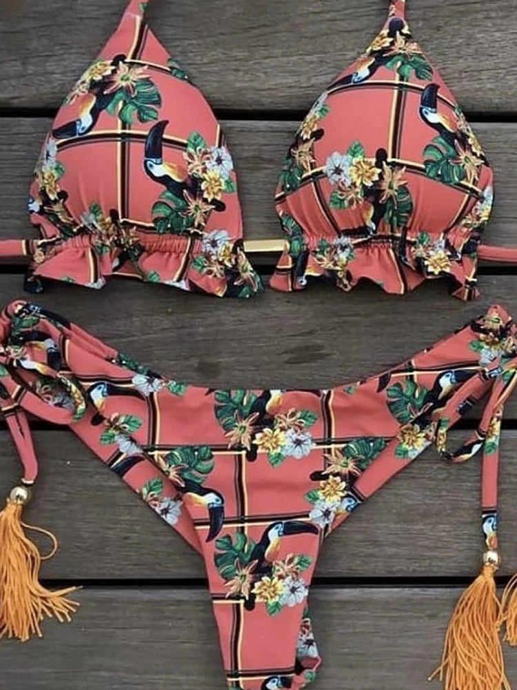 2021 Set bikini sexy 2 pezzi Hot Stamp Sport Costumi da bagno Donna Beachwear Push-Up imbottito Costume da bagno Body Bagnante squisito
