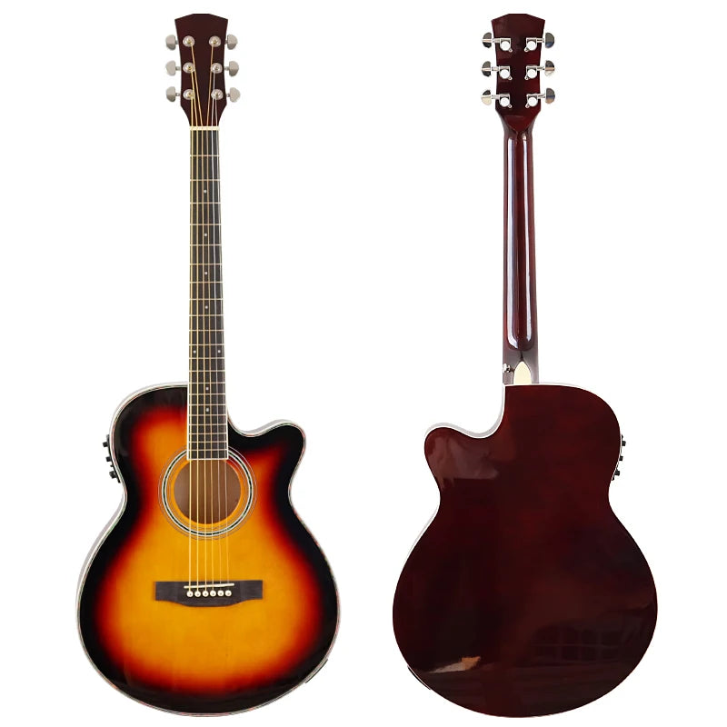 Chitarra elettrica acustica a corpo sottile Chitarra per principianti con Gig Bag gratuito Corda libera Colore bianco naturale Sunburst nero