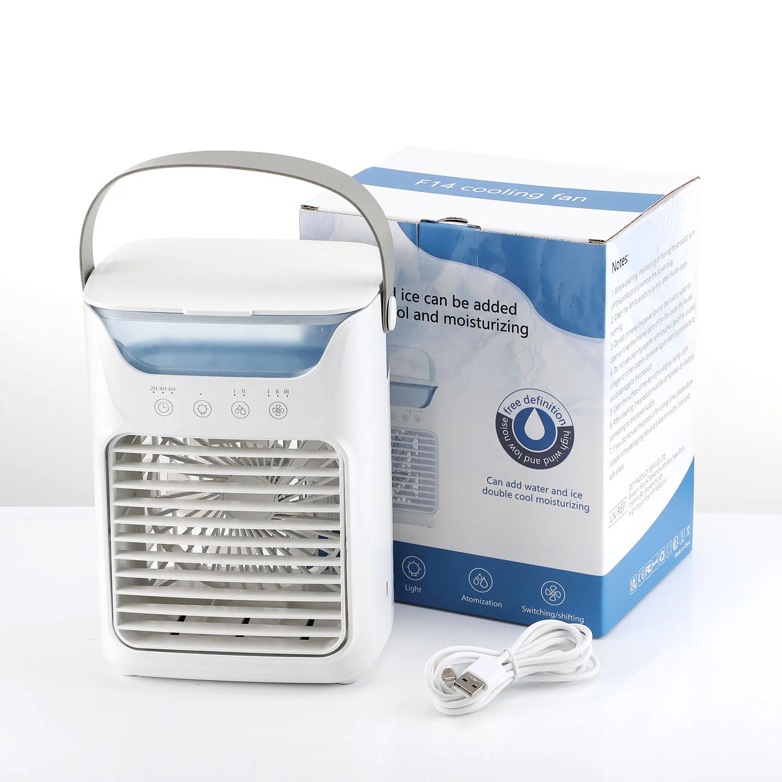 Condizionatore d'Aria Portatile 3-in-1: Mini Ventilatore, Raffreddatore e Umidificatore con Serbatoio d'Acqua da 700 ml e Luce Notturna a 7 Colori, Timer 2/4/6 Ore