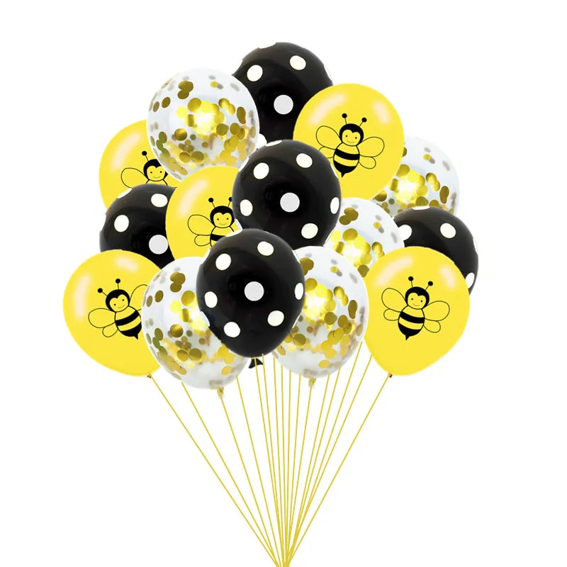 Honey Bee Decorazioni per feste di compleanno per bambini Set di stoviglie usa e getta Tovaglia Piatto di carta Tazza Palloncino Baby Shower Forniture fai da te